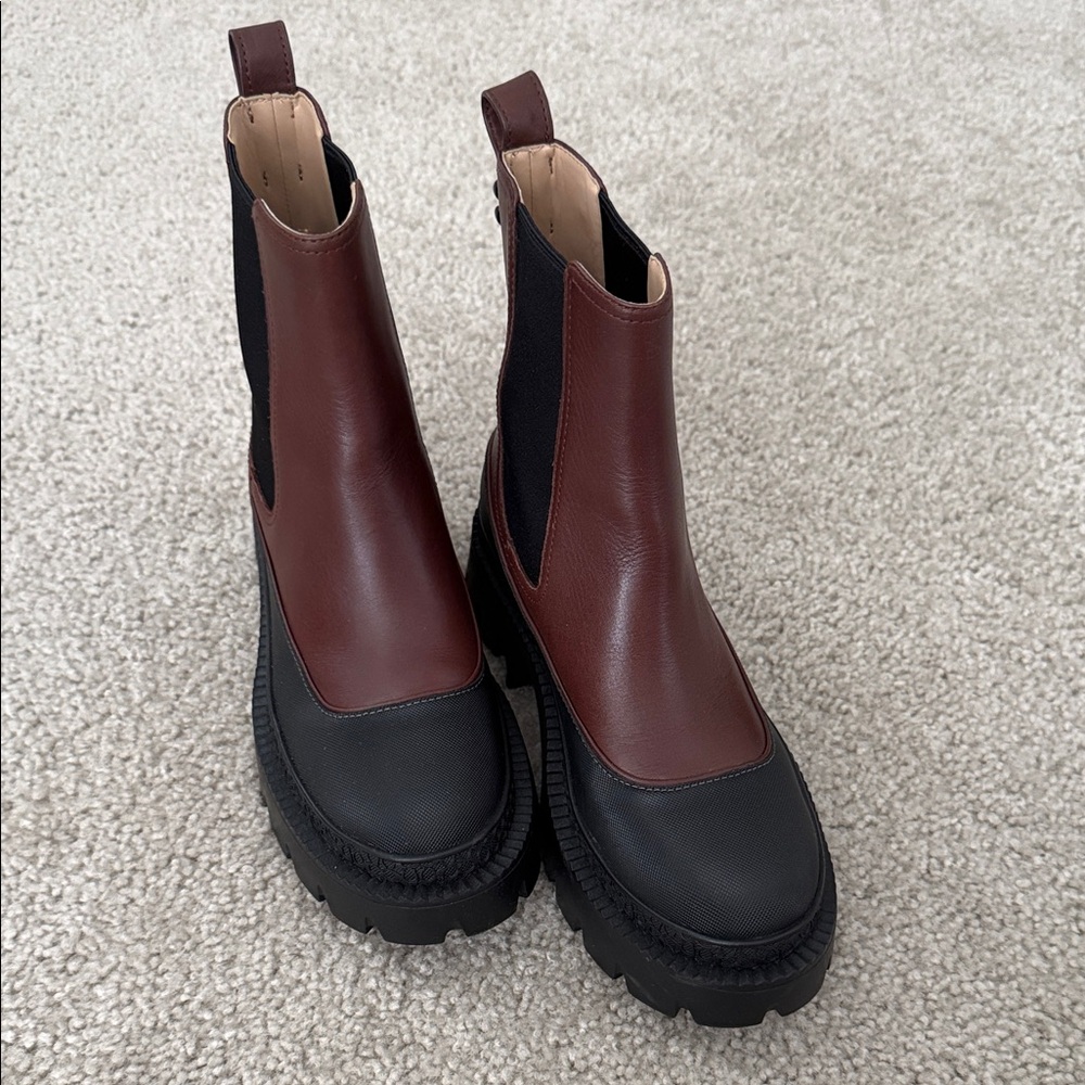 Coach Two-Tone Leather Combat Boots